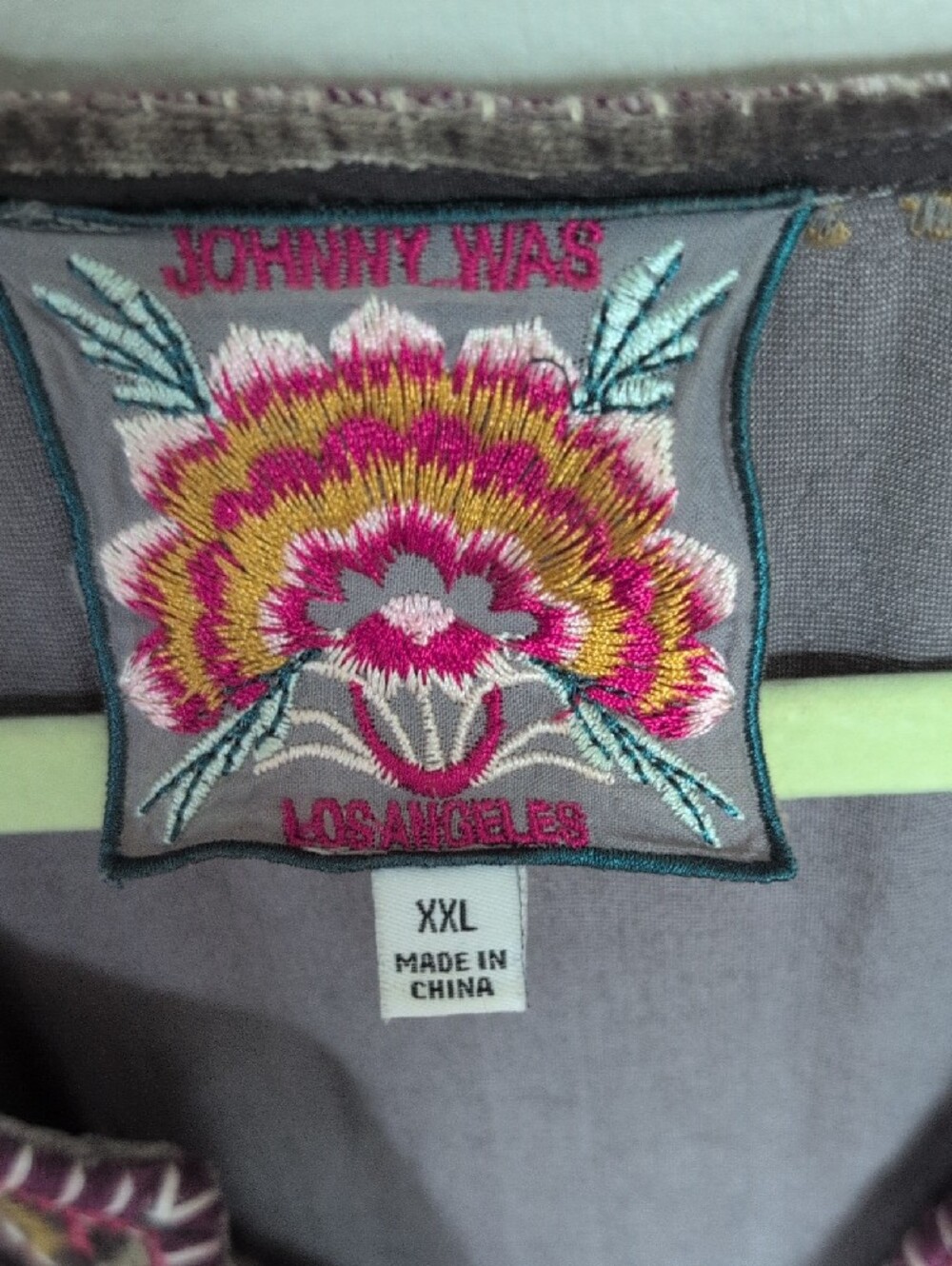 Johnny Was Taupe and Pink Velvet Boho Top - Picture 3 of 7